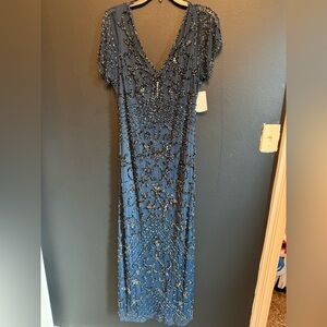 Elegant Blue Beaded Dress